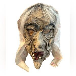 OLD HAG WITCH Face MASK Kerchief Rooted Gray Hair Great Detail Made In Sri Lanka